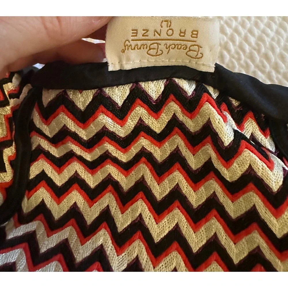 Beach‎ Bunny Bronze reversible Bikini Bottom L Zig Zag Red White Black Swim